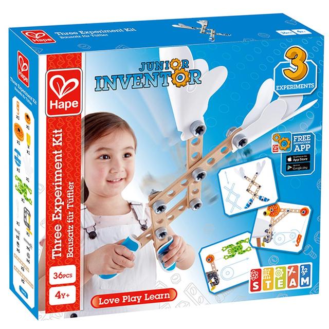 Hape - Junior Inventor Three Experiment Science Kit - 36pcs