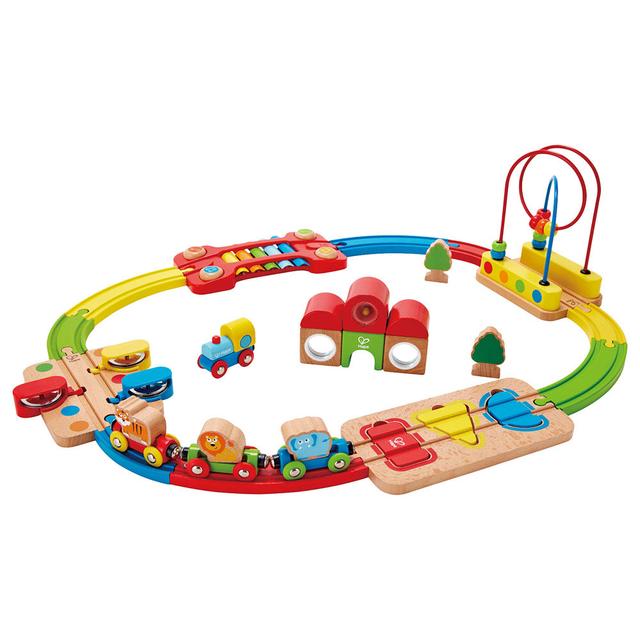 Hape - Rainbow Puzzle Wooden Railway Train Set - 30pcs