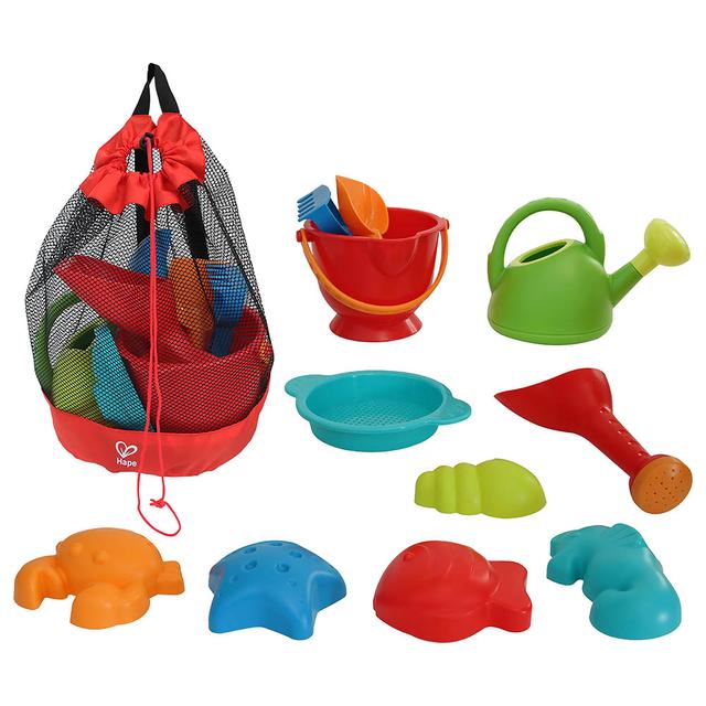 Hape - Beach Sand Essential Pack with Mesh Bag - 11pcs