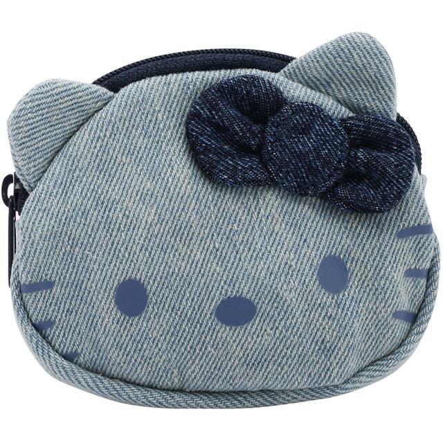 Hello Kitty - D-Cut Zip Closure Denim Coin Purse Light Blue