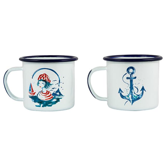 Anemoss - Sailor Girl And Anchor Enamel Mugs Set Pack of 2