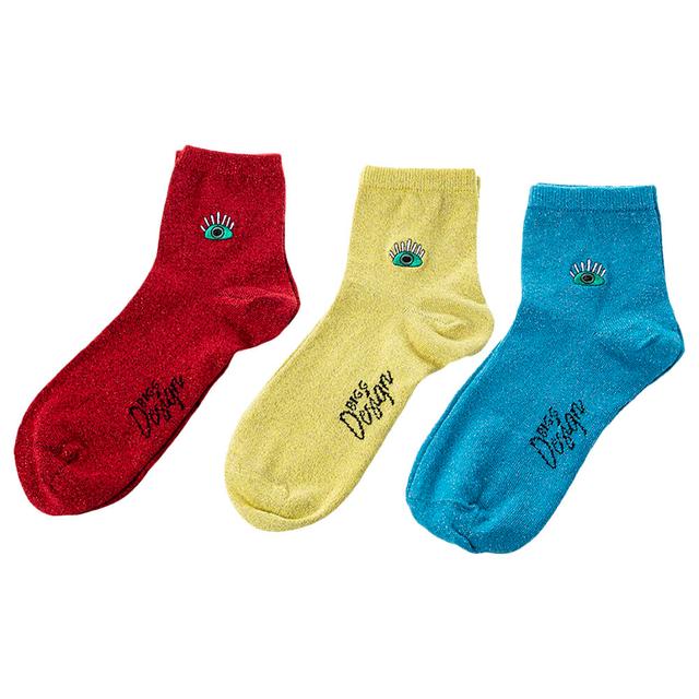 BiggDesign - My Eyes On You Glitter Socks Set - 3pcs