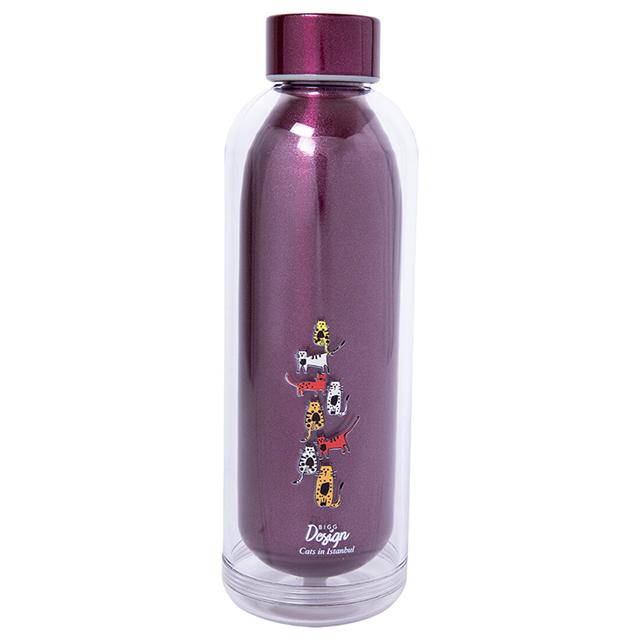 BiggDesign - Cats Print Water Bottle - Purple