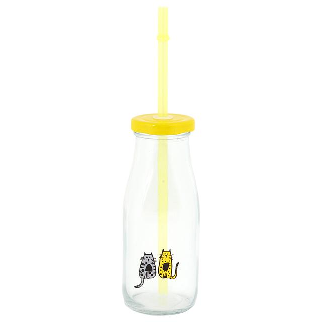 Biggdesign - Cats Lemonade Glass Bottle - 320 ml Yellow