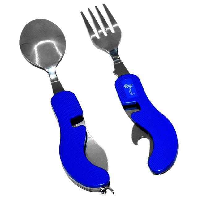 Anemoss - Multi functions Stainless Steel Camp Cutlery Set - Blue