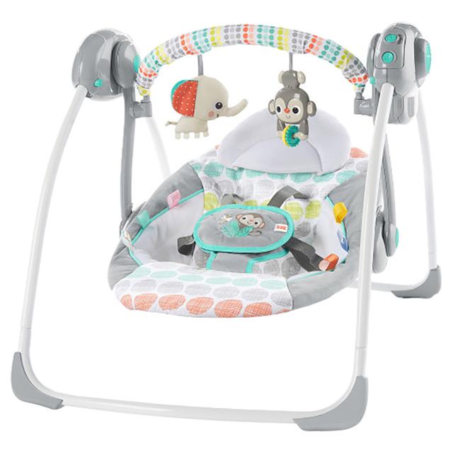 Bright Starts - Whimsical Wild Portable Swing - Grey