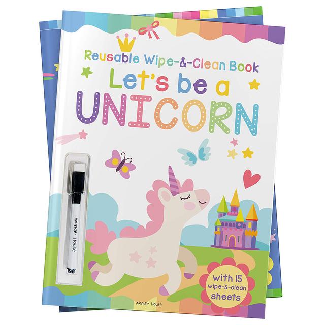 Reusable Wipe & Clean Book : Let's Be A Unicorn - Design May Vary