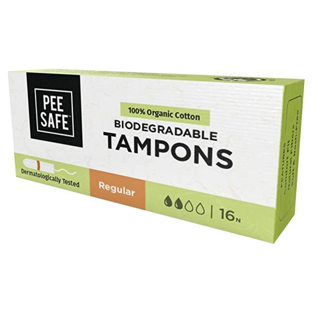 Pee Safe - Organic 100% Biodegradable Tampons - Regular - 16pcs