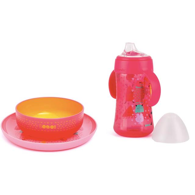 Suavinex - Bot Non Spill 270ml W/ Plate & Bowl - Pink