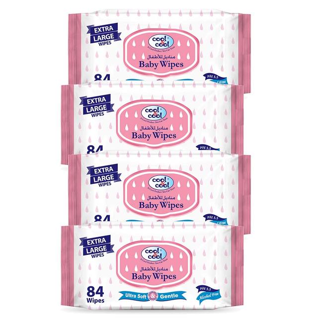 Cool & Cool - Extra Large Size Baby Wipes - Pack of 4 - 336 Pcs