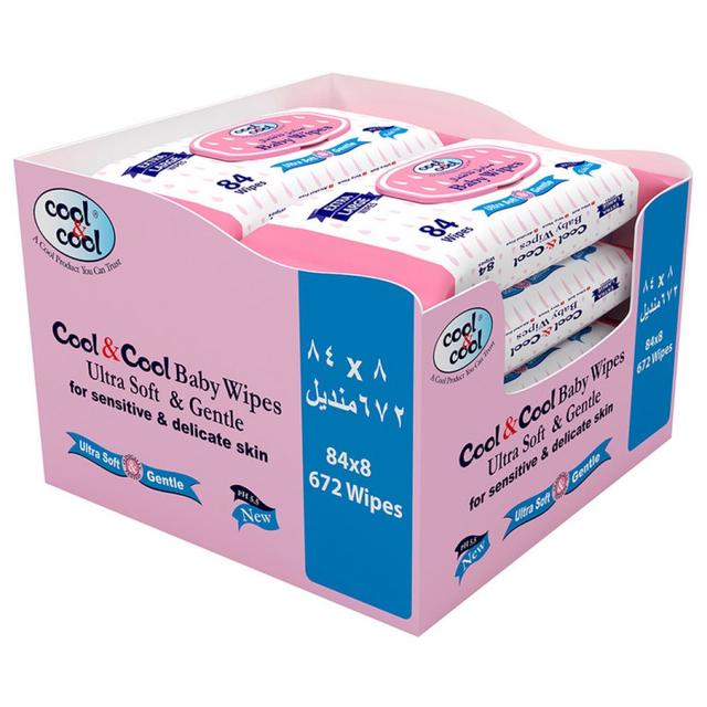 Cool & Cool - Extra Large Size Baby Wipes 84's (Bundle of 8)