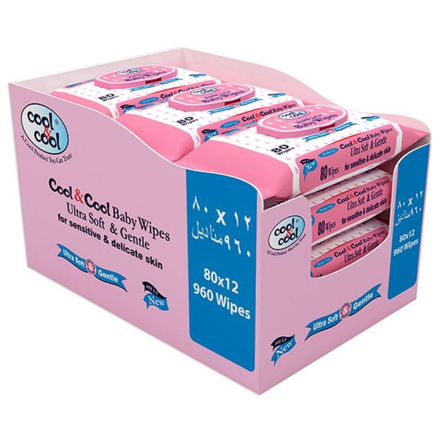 Cool & Cool - Premium Baby Wipes 80'sx12 - 960 Wipes