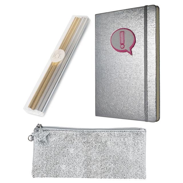 Ice London - Notebook, Pen & Pencil Case - Silver