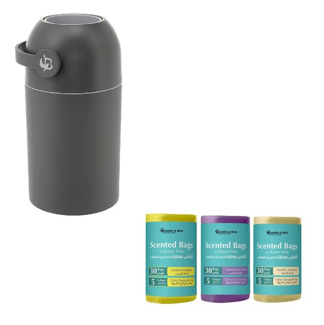 Bumble & Bird - Odourless Diaper Pail W/ Scented Bag for Diaper Pail - Color May Vary