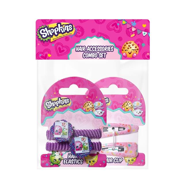 Shopkins - Hair Clip Lavender & Pony Band Pink Rainbow Combo