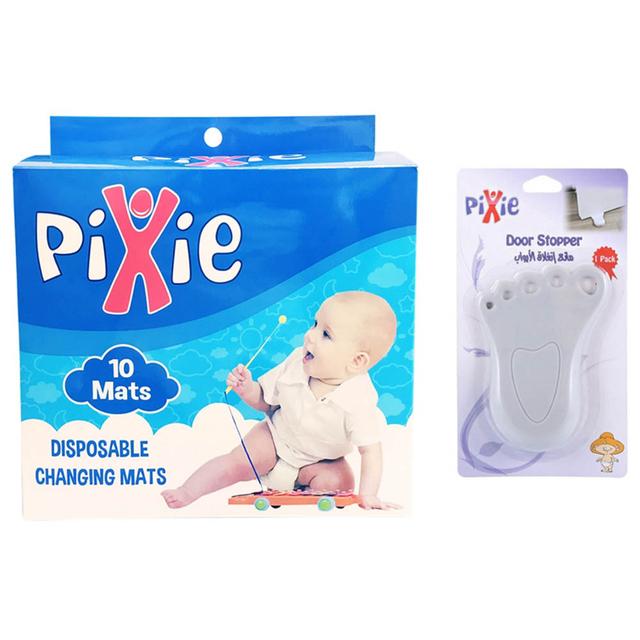 Pixie - Changing Mats + Door Stopper - Baby Safety & Disposable Combo