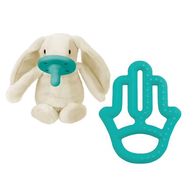 Minikoioi -White Bunny Plush Toy With Soother + FREE ONE Silicone Teether