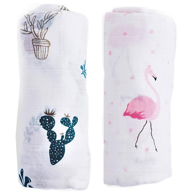 Anvi Baby - Organic Muslin Swaddle 2pc - Flamingo & Cactus