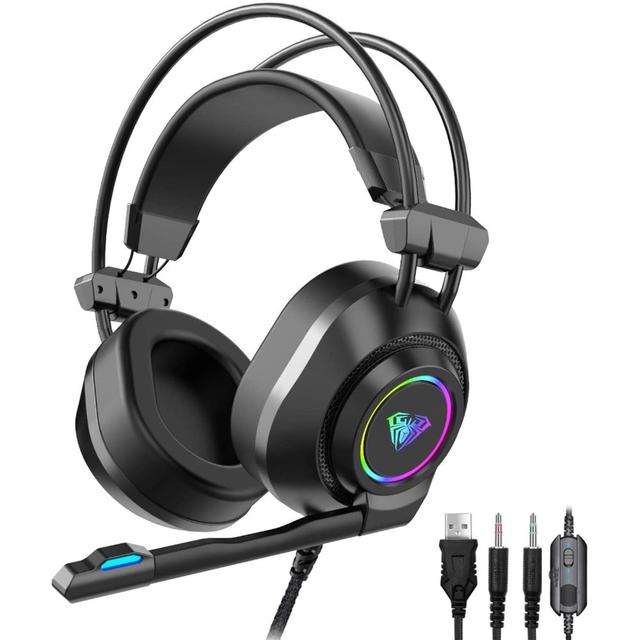 Aula - S600 3.5mm Lighting Gaming Headset W/ Mic - Black