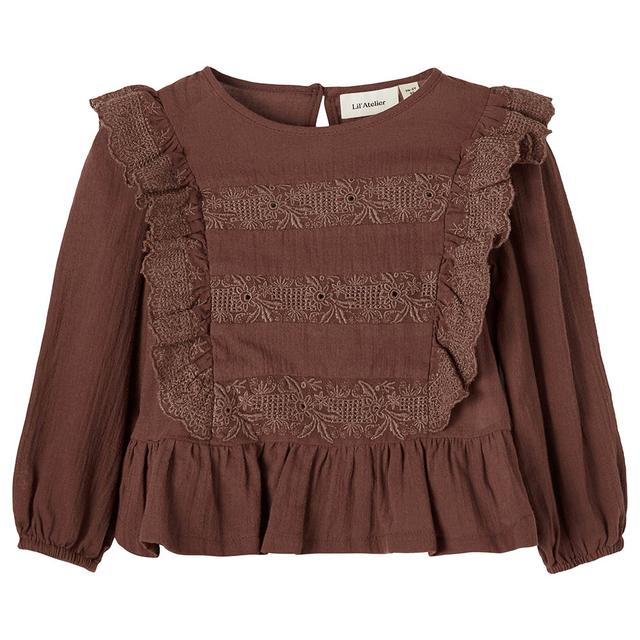 Name it - Organic Long Sleeved Ruffle Shirt - Chestnut