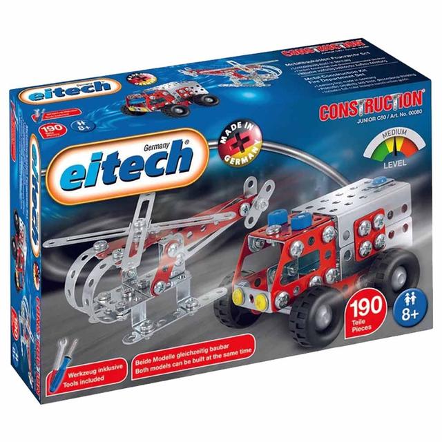 Eitech - Firefighters Helicopter & Firetruck Junior Construction Metal Building Kit 190pcs