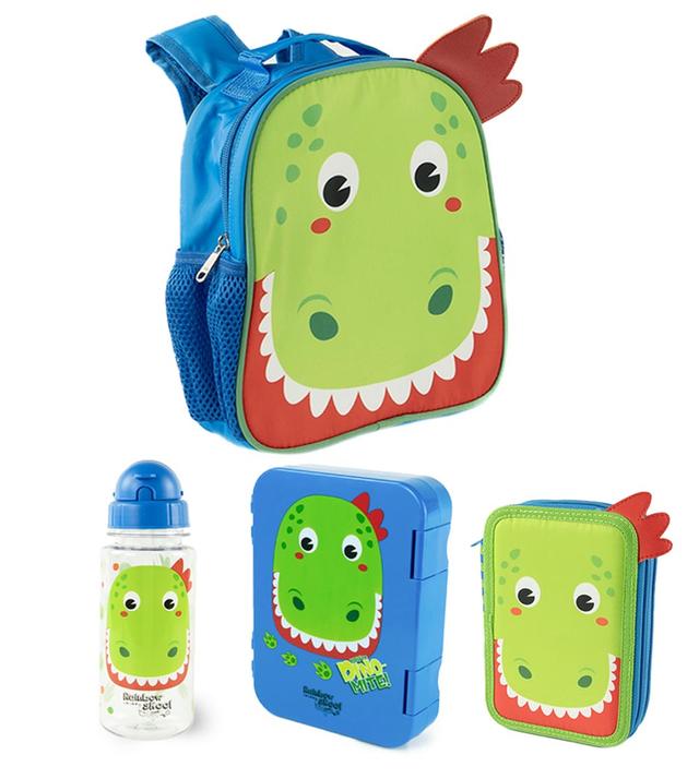 Rainbow Skool - Dino Set of 4 - Toddler - Backpack, Stationary Bag, Lunchbox & Tritan Water Bottle