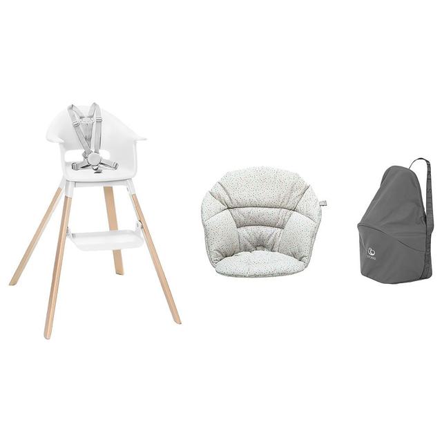 Stokke - Clikk Highchair EU Version - White with Free Clikk Cushion and Travel Bag