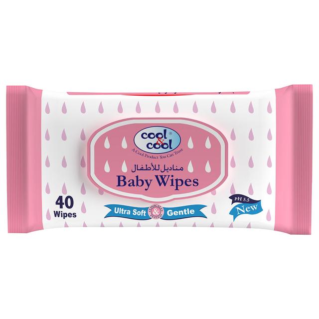 Cool & Cool Baby Wipes, 40 Wipes