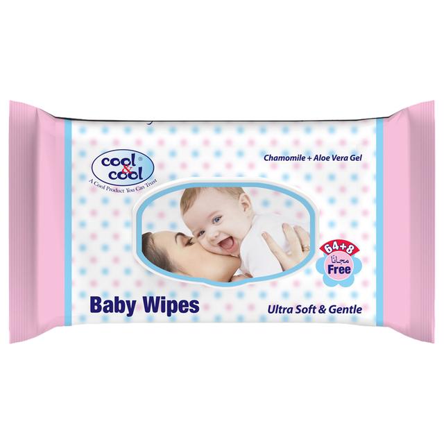 Cool&Cool Baby Wipes 64's plus 8 Wipes Free