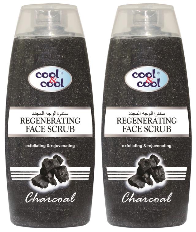 Cool & Cool - Regenerating Face Scrub 200ml Charcoal Twin Pack - 30% Off