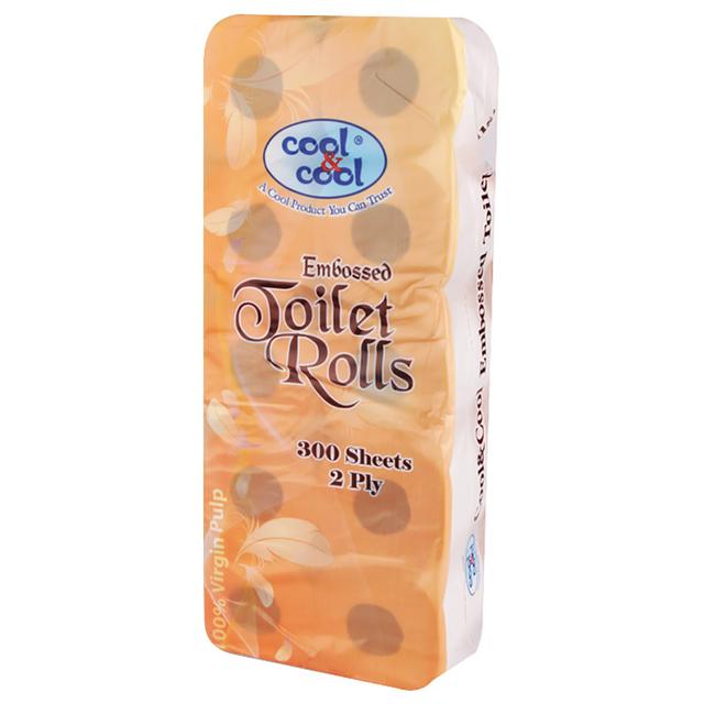 Cool & Cool - Toilet Roll 10 Rolls 300's 2 Ply - Embossed