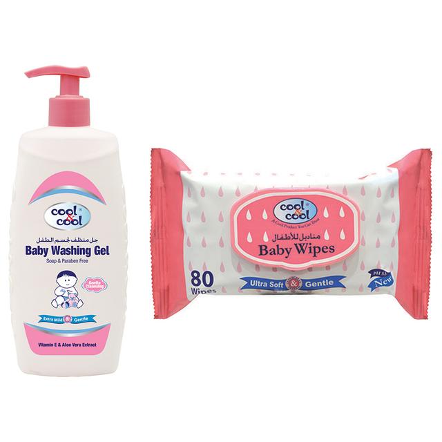 Cool & Cool Baby Washing Gel 500ml + Baby Wipes 80's