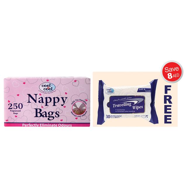 Cool & Cool Nappy Bags 250's + Travelling Wipes 30's Free