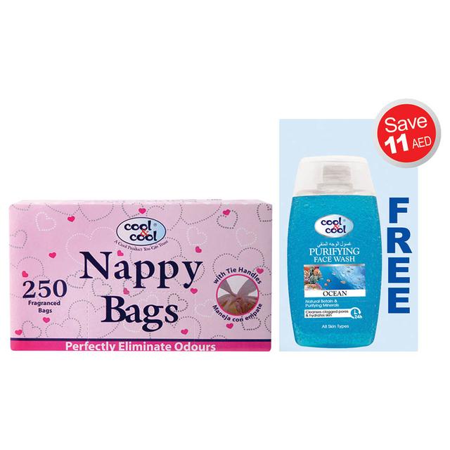 Cool&Cool Nappy Bags 250's + Purifying Face Wash 100ml Free