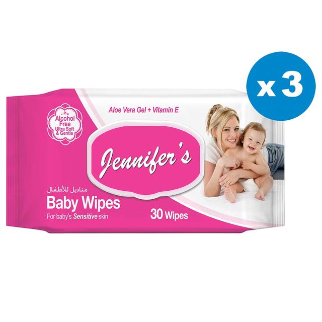 Jennifer's Baby Wipes 30s Pack of 3