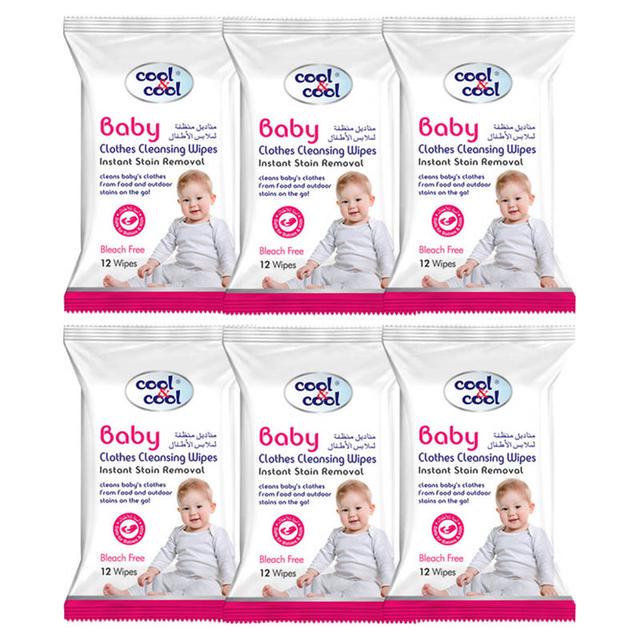 Cool & Cool - Baby Clothes Cleansing 12Pcs Wipe Pack Of 6