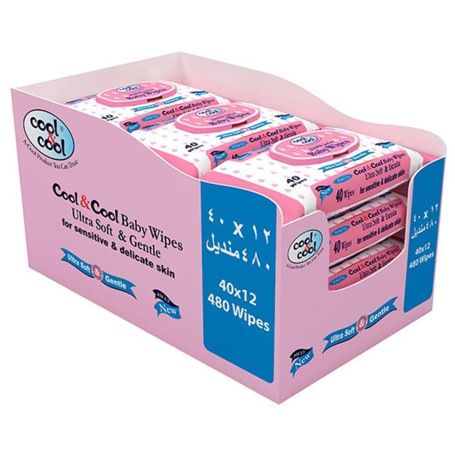 Cool & Cool - Baby Wipes - 40's - 8+4 Free