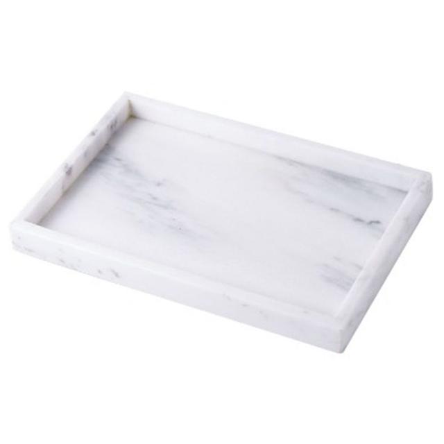 1Chase - Rectangular Marble Stone Trinket Vanity Tray - White