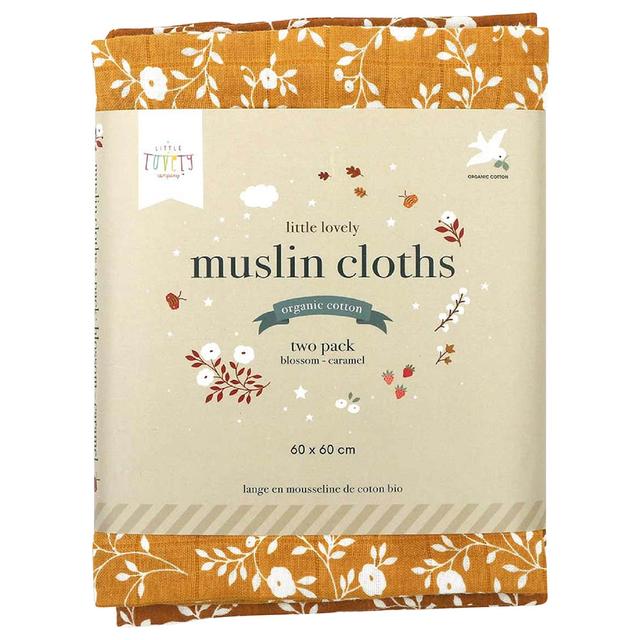 A little Lovely Company - Muslin Cloth Set of 2 Blossom - Caramel