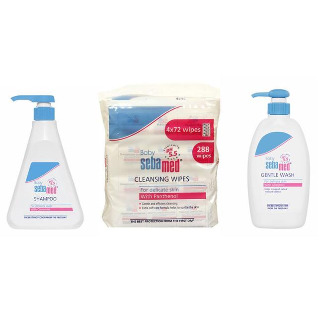 Sebamed - Baby Shampoo 500ml, Wet Wipes 288 Pcs And Baby Wash 400ml