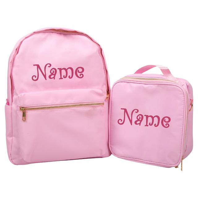 Impressions - Kids Backpack & Lunch Bag Set w/ Personalized Embroidery - Pink