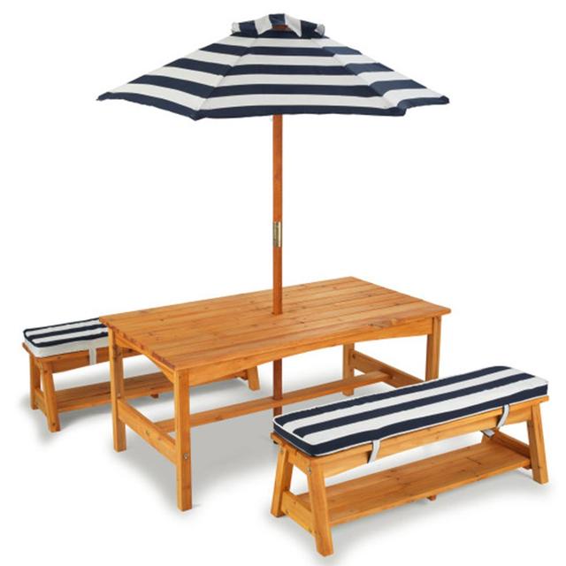 KidKraft Outdoor Table & Bench Set With Cushions & Umbrella