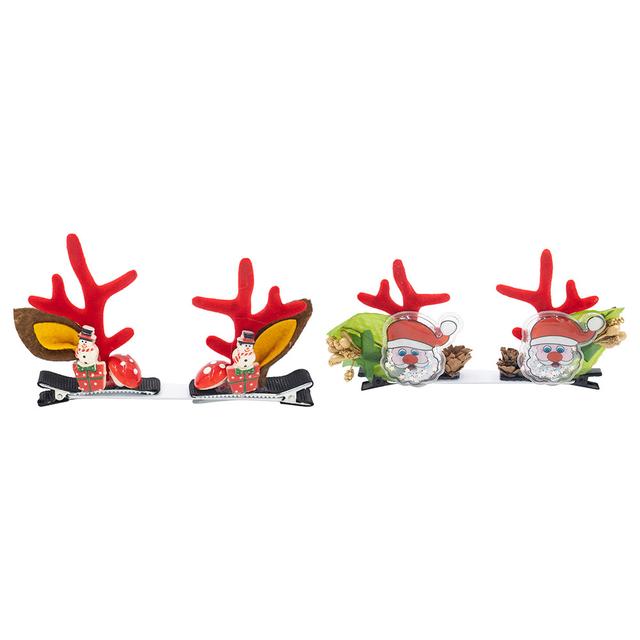 D' Daniela - 2pc-Set Antlers Ears w/ Santa Hair Clip