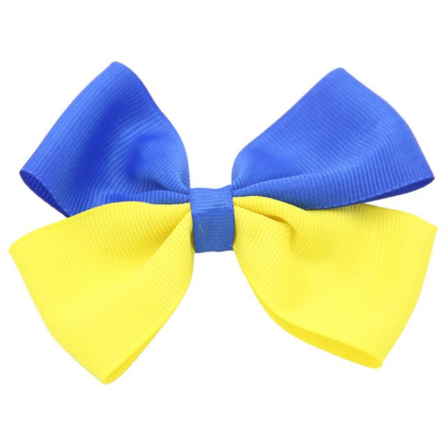 D' Daniela - Medium Dusty Ukraine Flag Bow Hair Clip - Pack of 2