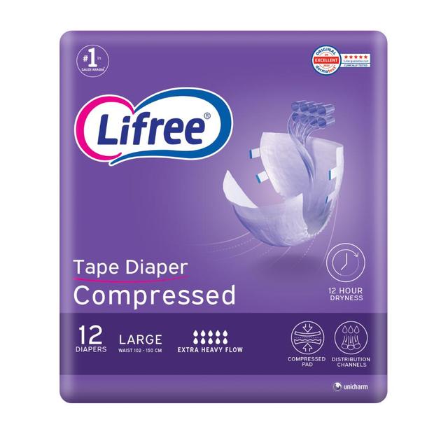 Lifree - Adult Diapers Tape 12Pcs Size 102-150 cm - Large