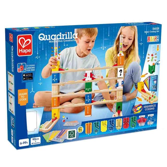 Hape - Quadrilla Basic Coding Set Stem Toy - 90pcs W/ 40 Marbles