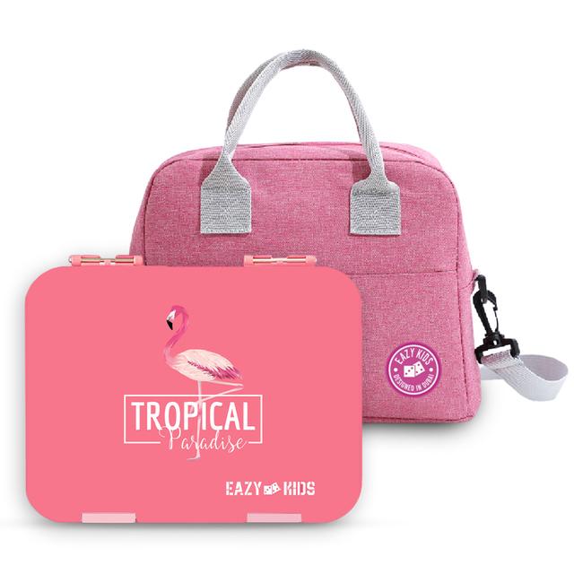 Eazy Kids - Bento Boxes w/ Insulated Lunch Bag - Tropical Pink