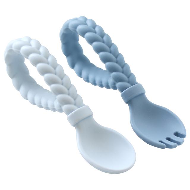 Itzy Ritzy - Sweetie Looped Spoon And Fork Set - Blue