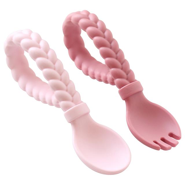 Itzy Ritzy - Sweetie Looped Spoon And Fork Set - Pink