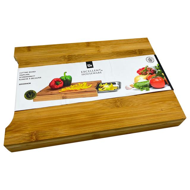 Excellent Houseware - Bamboo Cutting Board W/ Stainless Steel Bowl